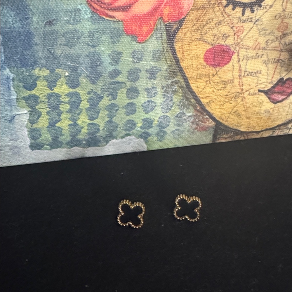 Black Clover Stud Earrings